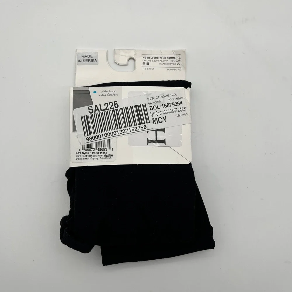 HUE Tights Womens Size 4 Black Opaque Tights Non-Control Top Perfit Technology